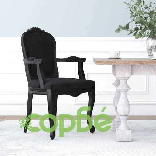 Трапезен стол, 2 бр, черни, 62x59,5x100,5 см, кадифе ➤ топ цена ➤ sorbe.bg
