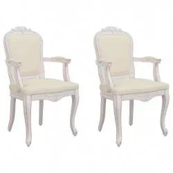 Трапезни столове, 2 бр, бежови, 62x59,5x100,5 см, лен