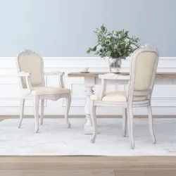 Трапезни столове, 2 бр, бежови, 62x59,5x100,5 см, лен