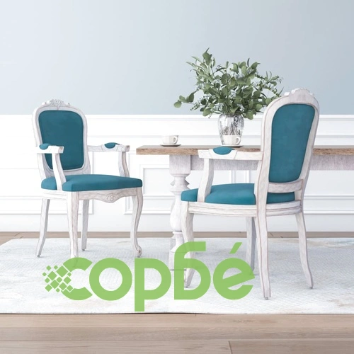 Трапезни столове, 2 бр, сини, 62x59,5x100,5 см, кадифе ➤ топ цена ➤ sorbe.bg