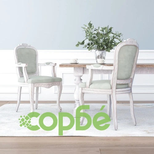 Трапезни столове, 2 бр, Светлосив, 62x59,5x100,5 см, кадифе ➤ топ цена ➤ sorbe.bg