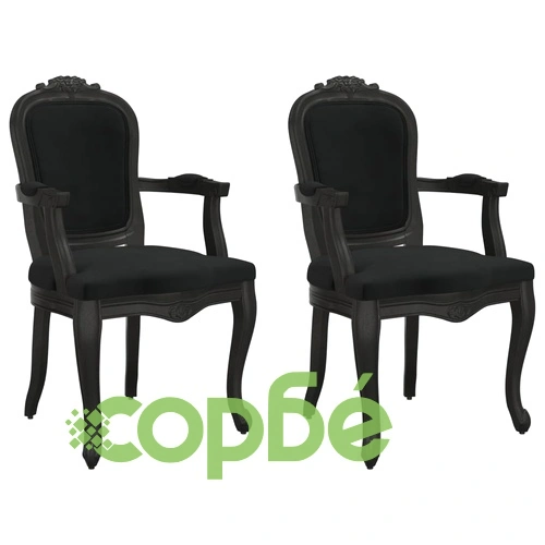 Трапезни столове, 2 бр, черни, 62x59,5x100,5 см, кадифе ➤ топ цена ➤ sorbe.bg