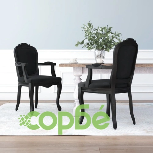 Трапезни столове, 2 бр, черни, 62x59,5x100,5 см, кадифе ➤ топ цена ➤ sorbe.bg
