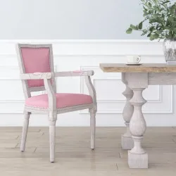 Трапезен стол, розов, кадифе