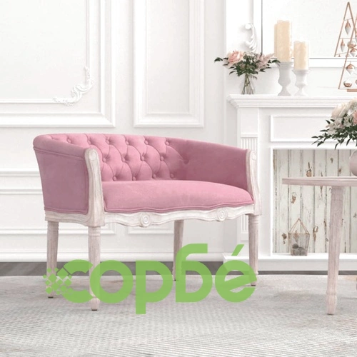 Пейка, розова, 98x56x69 см, кадифе ➤ топ цена ➤ sorbe.bg
