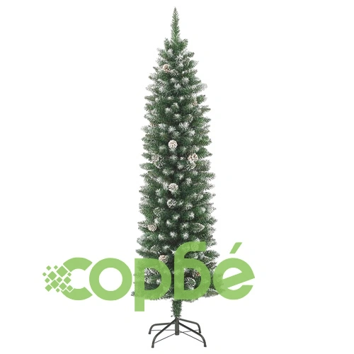 Изкуствена тънка коледна елха със стойка, 240 см, PVC ➤ топ цена ➤ sorbe.bg