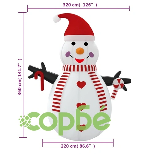Надуваем снежен човек с LED, 360 см ➤ топ цена ➤ sorbe.bg