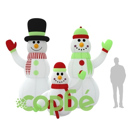 Семейство надуваеми снежни човеци с LED, 360 см ➤ топ цена ➤ sorbe.bg