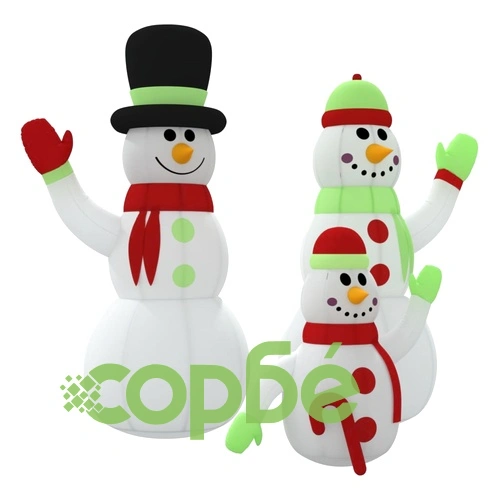 Семейство надуваеми снежни човеци с LED, 500 см ➤ топ цена ➤ sorbe.bg