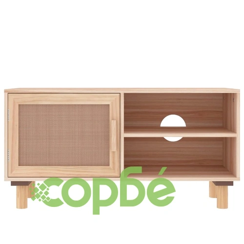 ТВ шкаф, кафяв, 80x30x40 см, бор масив и естествен ратан ➤ топ цена ➤ sorbe.bg