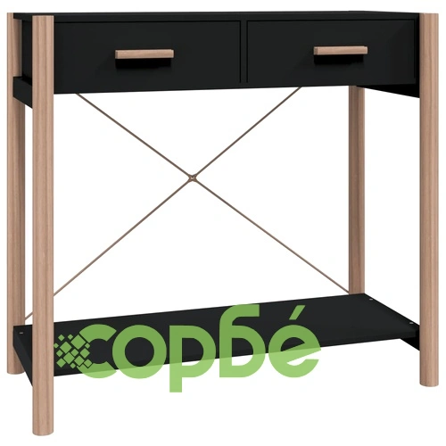 Конзолна маса, черна, 82x38x75 см, инженерно дърво ➤ топ цена ➤ sorbe.bg