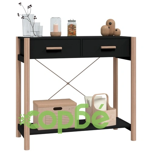 Конзолна маса, черна, 82x38x75 см, инженерно дърво ➤ топ цена ➤ sorbe.bg