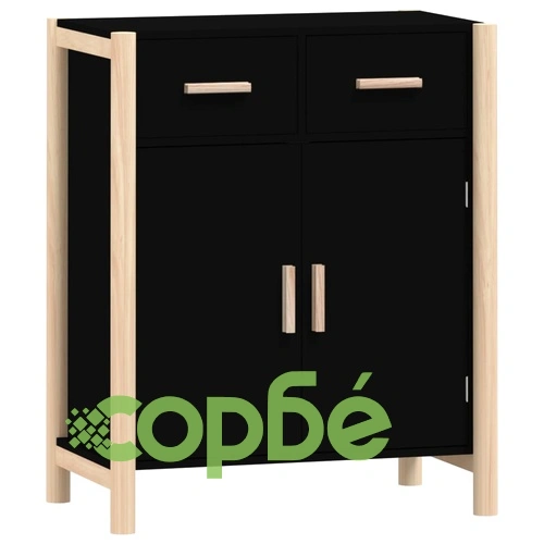 Сайдборд, черен, 62x38x75 см, инженерно дърво ➤ топ цена ➤ sorbe.bg