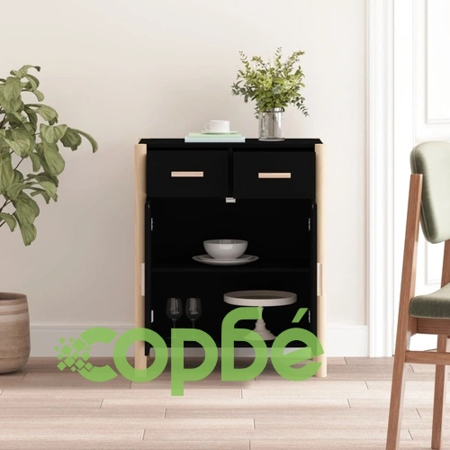 Сайдборд, черен, 62x38x75 см, инженерно дърво ➤ топ цена ➤ sorbe.bg