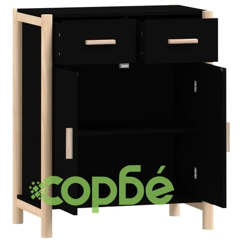 Сайдборд, черен, 62x38x75 см, инженерно дърво ➤ топ цена ➤ sorbe.bg