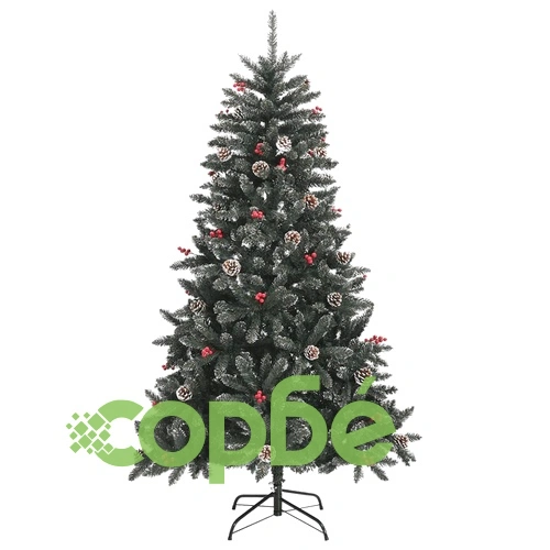 Изкуствена коледна елха със стойка, зелена, 150 см, PVC ➤ топ цена ➤ sorbe.bg