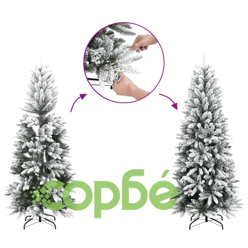 Изкуствена коледна елха с флокиран сняг, 180 см, PVC и PE ➤ топ цена ➤ sorbe.bg