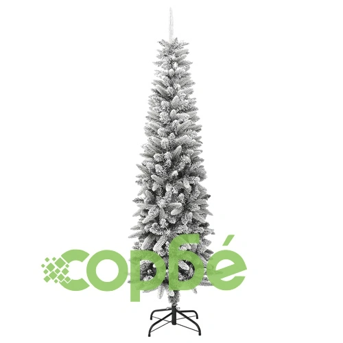 Изкуствена тънка коледна елха с флокиран сняг 210 cm PVC&PE ➤ топ цена ➤ sorbe.bg