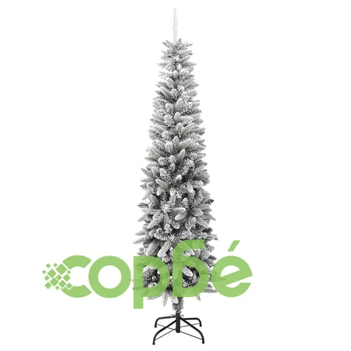 Изкуствена тънка коледна елха с флокиран сняг 240 cm PVC&PE ➤ топ цена ➤ sorbe.bg