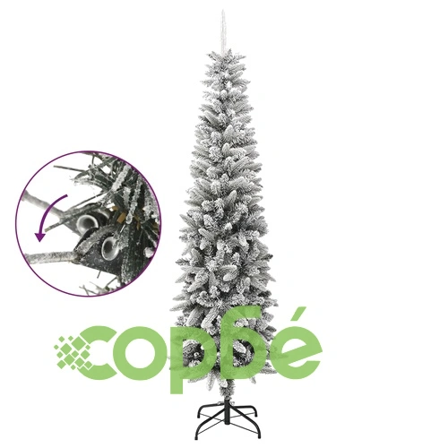 Изкуствена тънка коледна елха с флокиран сняг 240 cm PVC&PE ➤ топ цена ➤ sorbe.bg