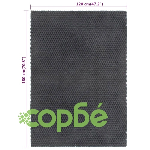Килим правоъгълен антрацит 120x180 см памук ➤ топ цена ➤ sorbe.bg