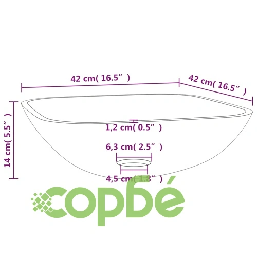 Стъклена мивка 42x42x14 см злато ➤ топ цена ➤ sorbe.bg