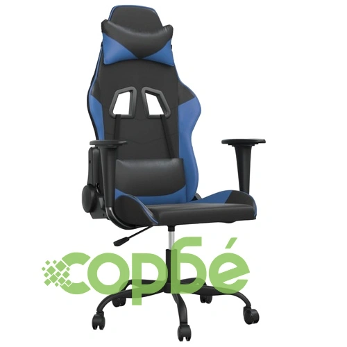 Масажен гейминг стол, черно и синьо, изкуствена кожа ➤ топ цена ➤ sorbe.bg