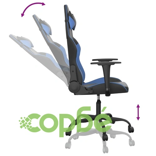 Масажен гейминг стол, черно и синьо, изкуствена кожа ➤ топ цена ➤ sorbe.bg