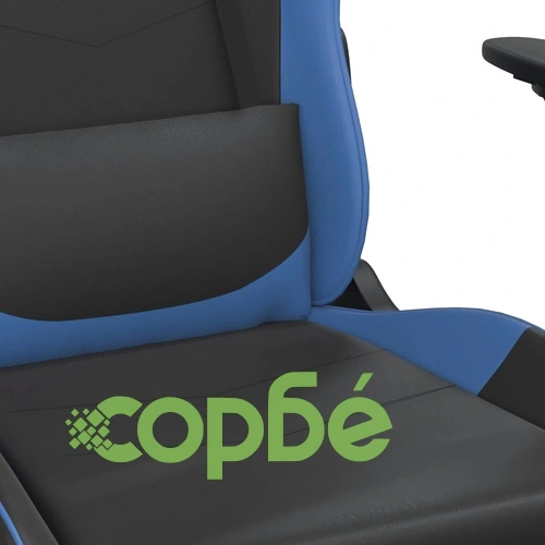 Масажен гейминг стол, черно и синьо, изкуствена кожа ➤ топ цена ➤ sorbe.bg