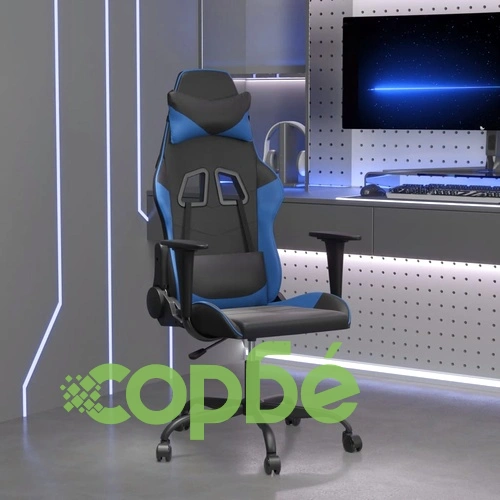 Масажен гейминг стол, черно и синьо, изкуствена кожа ➤ топ цена ➤ sorbe.bg