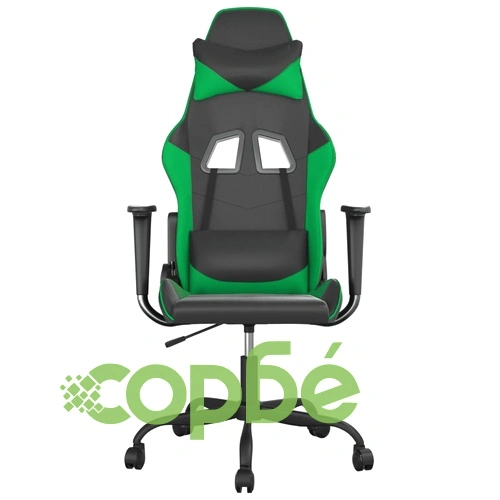 Масажен гейминг стол, черно и зелено, изкуствена кожа ➤ топ цена ➤ sorbe.bg