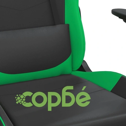 Масажен гейминг стол, черно и зелено, изкуствена кожа ➤ топ цена ➤ sorbe.bg