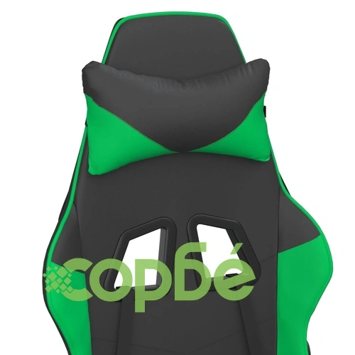 Масажен гейминг стол, черно и зелено, изкуствена кожа ➤ топ цена ➤ sorbe.bg