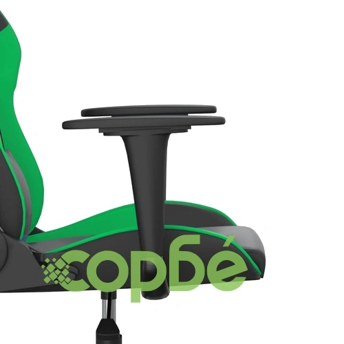 Масажен гейминг стол, черно и зелено, изкуствена кожа ➤ топ цена ➤ sorbe.bg