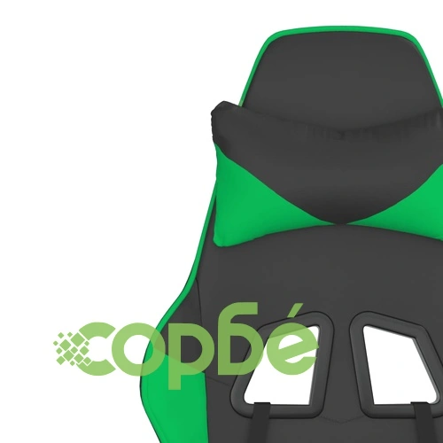 Масажен гейминг стол, черно и зелено, изкуствена кожа ➤ топ цена ➤ sorbe.bg