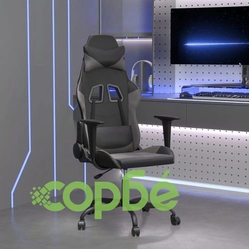 Масажен гейминг стол, черно и сиво, изкуствена кожа ➤ топ цена ➤ sorbe.bg