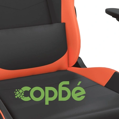 Масажен гейминг стол, черно и оранжево, изкуствена кожа ➤ топ цена ➤ sorbe.bg