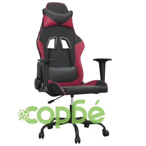 Масажен гейминг стол, черно и виненочервено, изкуствена кожа ➤ топ цена ➤ sorbe.bg