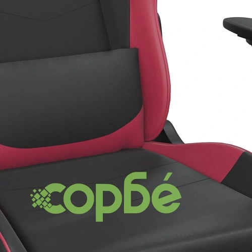 Масажен гейминг стол, черно и виненочервено, изкуствена кожа ➤ топ цена ➤ sorbe.bg