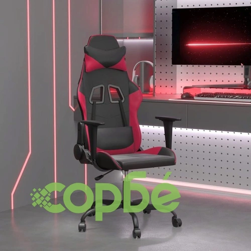 Масажен гейминг стол, черно и виненочервено, изкуствена кожа ➤ топ цена ➤ sorbe.bg