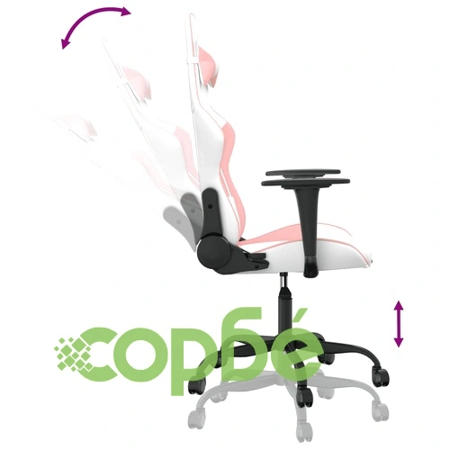 Масажен гейминг стол, бяло и розово, изкуствена кожа ➤ топ цена ➤ sorbe.bg