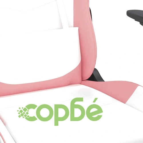 Масажен гейминг стол, бяло и розово, изкуствена кожа ➤ топ цена ➤ sorbe.bg