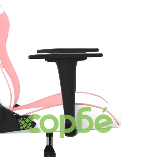 Масажен гейминг стол, бяло и розово, изкуствена кожа ➤ топ цена ➤ sorbe.bg