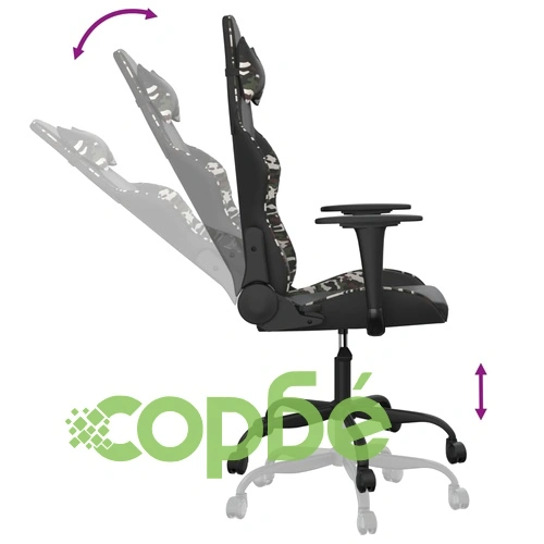 Масажен гейминг стол, черно и камуфлаж, изкуствена кожа ➤ топ цена ➤ sorbe.bg