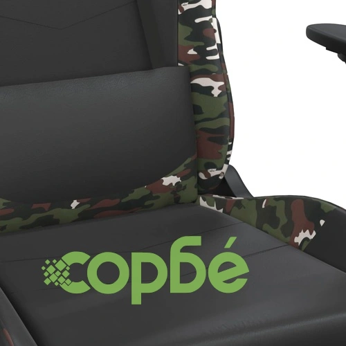 Масажен гейминг стол, черно и камуфлаж, изкуствена кожа ➤ топ цена ➤ sorbe.bg