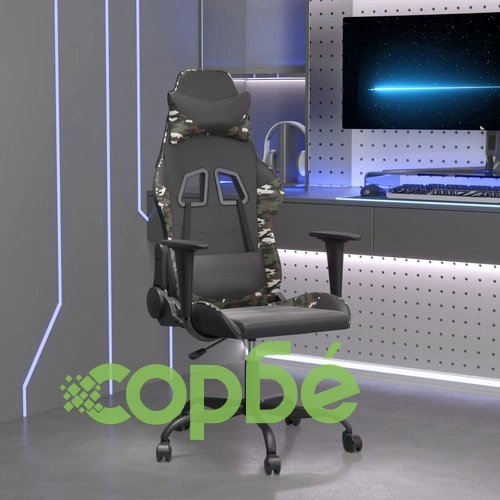 Масажен гейминг стол, черно и камуфлаж, изкуствена кожа ➤ топ цена ➤ sorbe.bg