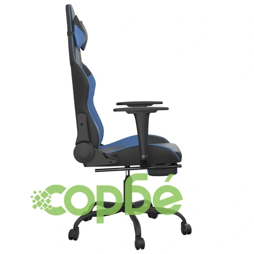 Масажен гейминг стол с опора за крака черно-син изкуствена кожа ➤ топ цена ➤ sorbe.bg