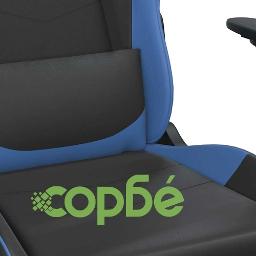 Масажен гейминг стол с опора за крака черно-син изкуствена кожа ➤ топ цена ➤ sorbe.bg