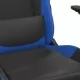 Масажен гейминг стол с опора за крака черно-син изкуствена кожа