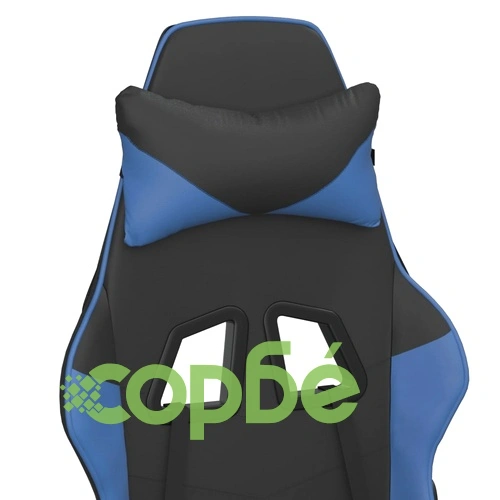 Масажен гейминг стол с опора за крака черно-син изкуствена кожа ➤ топ цена ➤ sorbe.bg